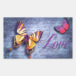Schmetterlinge Liebe blau Rechteckiger Aufkleber