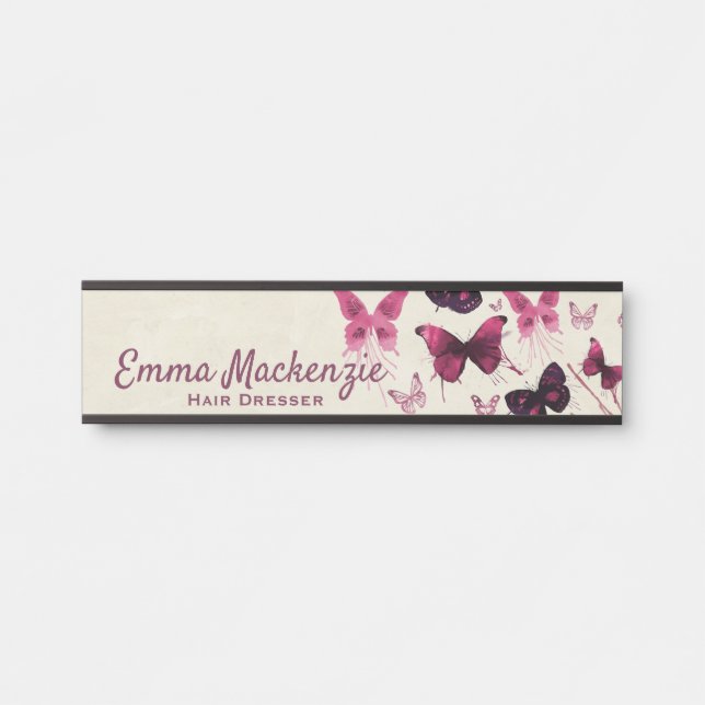 Schmetterlinge Lila Bürotür-Zeichen Türschild (Vorderseite )