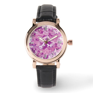 Schmetterlinge, lila, Lavendel, rosa Armbanduhr