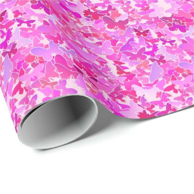 Schmetterlinge, lila, Lavendel, rosa Geschenkpapier (Rolleneckpunkt)