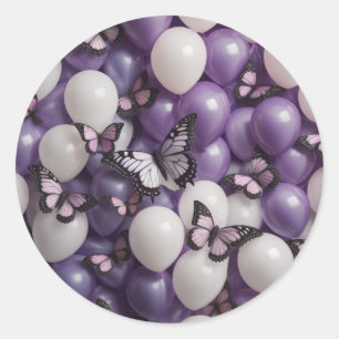 Schmetterlinge lila Weißballons Aufkleber