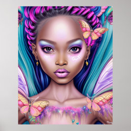 Schmetterlinge Mädchen psychedelische Farben moder Poster