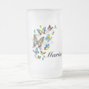 Schmetterlinge Mattglas Bierglas