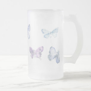 'Schmetterlinge' Mattierte Tasse aus Glas