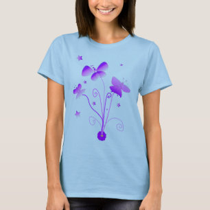Schmetterlinge mit Blume Baby Doll T - Shirt