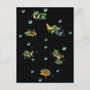 Schmetterlinge mit den Blätter Raindrops und Perle Postkarte