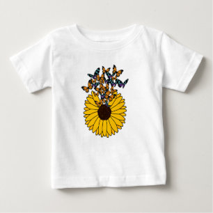 Schmetterlinge mit Sonnenblumen Baby T-shirt