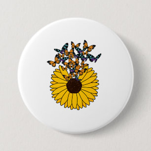 Schmetterlinge mit Sonnenblumen Button