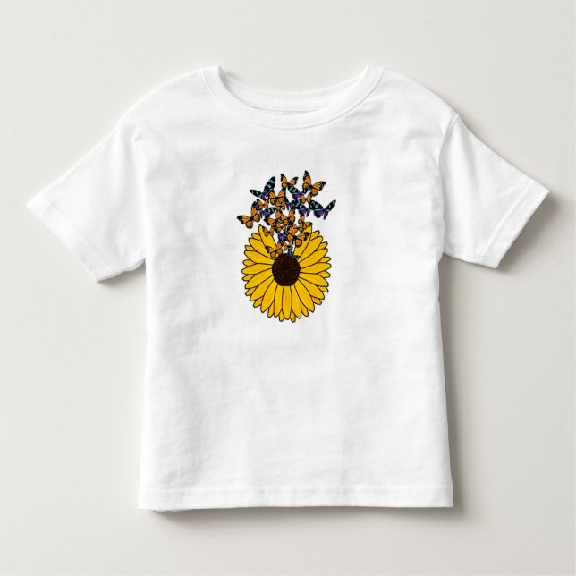 Schmetterlinge mit Sonnenblumen Kleinkind T-shirt (Vorderseite)