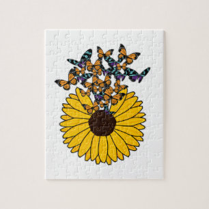 Schmetterlinge mit Sonnenblumen Puzzle