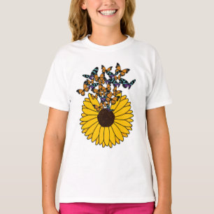 Schmetterlinge mit Sonnenblumen T-Shirt