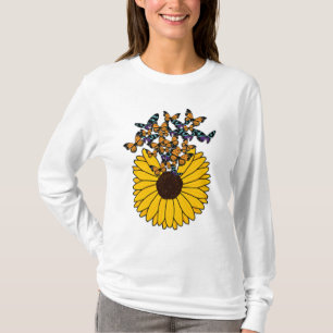 Schmetterlinge mit Sonnenblumen T-Shirt