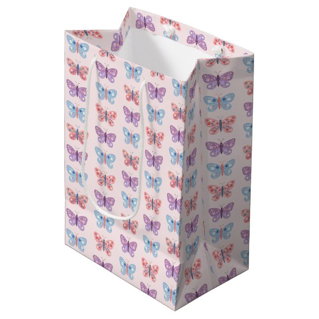 Schmetterlinge Mittlere Geschenktüte (Vorderseite Schrägansicht)