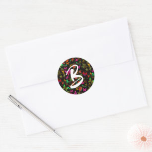 Schmetterlinge Monogramm Runder Aufkleber