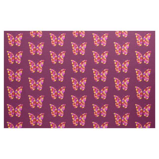 Schmetterlinge Muster auf Wein Rot Stoff (Fat Quarter (45,7 x 55,9 cm))