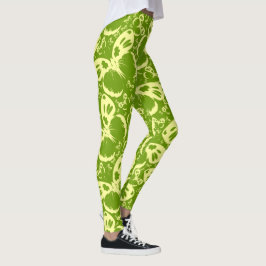 Schmetterlinge Muster Hintergrund Grün Leggings