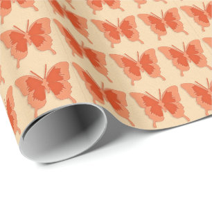 Schmetterlinge, orange auf pastellorangefarbenem H Geschenkpapier