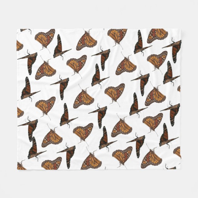 Schmetterlinge orange  fleecedecke (Vorderseite (Horizontal))