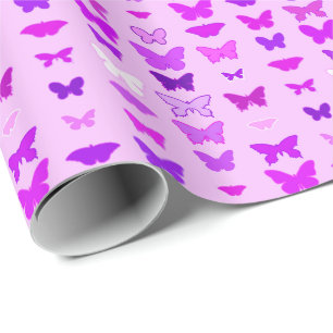 Schmetterlinge, Orchideen, Violett und Magenta Geschenkpapier