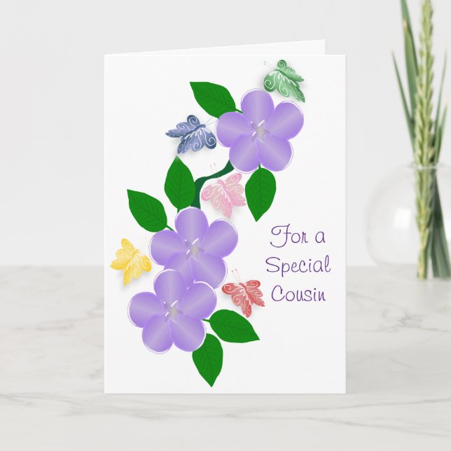 Schmetterlinge Personalisierter Cousin Geburtstag Karte (Vorderseite)