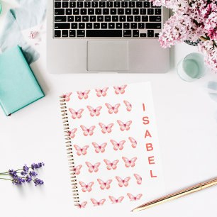 Schmetterlinge pfirsichgoldene Rose Notizbuch