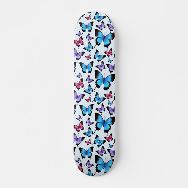 Schmetterlinge Pink Aquamarin Girly Girlie Whimsic Skateboard (Vorne)