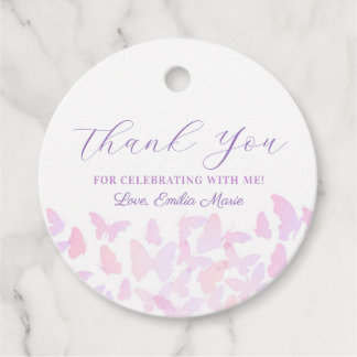 Schmetterlinge Quinceañera Danke Tags Geschenkanhänger