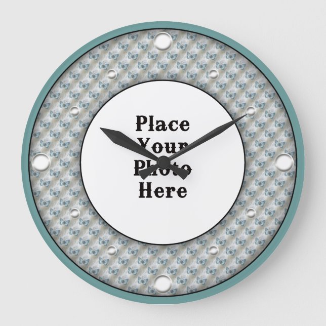 Schmetterlinge rahmen Ihr Foto an der Wand Große Wanduhr (Vorderseite)