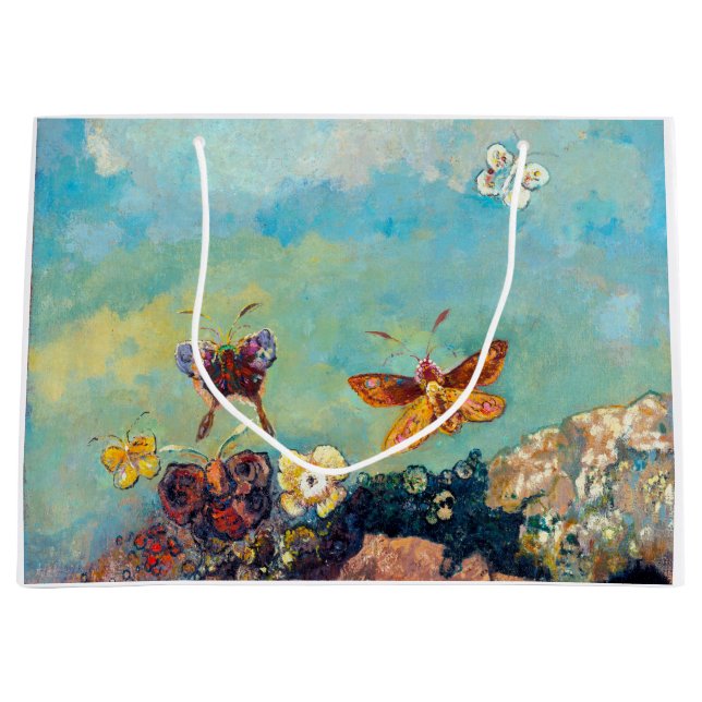 Schmetterlinge, Redon große Geschenktasche Geschenktüte (Vorderseite)