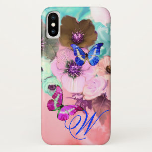 SCHMETTERLINGE, ROSA BLAUE ROSEN UND ANEMONENBLÜTE Case-Mate iPhone HÜLLE