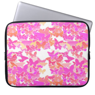 Schmetterlinge, rosa, fuchsisch und korallenfarben laptopschutzhülle