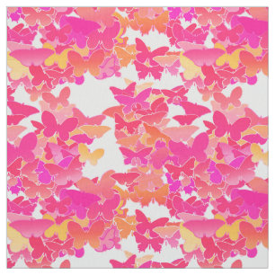 Schmetterlinge, rosa, fuchsisch und korallenfarben stoff
