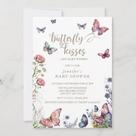 Schmetterlinge Rosa Lila | Floral Baby Dusche Einladung