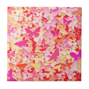 Schmetterlinge, rosa, pfirsichfarben, Korallen Fliese