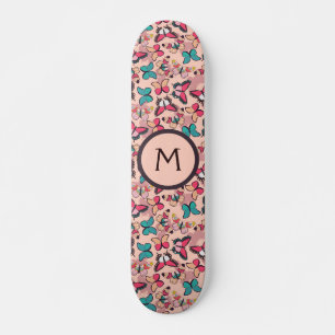 Schmetterlinge Rosa Türkis Mädchenhaft Verspielt Skateboard