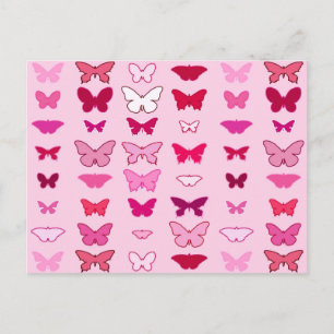 Schmetterlinge, Rosa- und Fuchsienfarben Postkarte