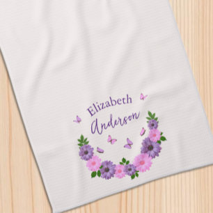 Schmetterlinge rosa und Lila Geschirrtuch