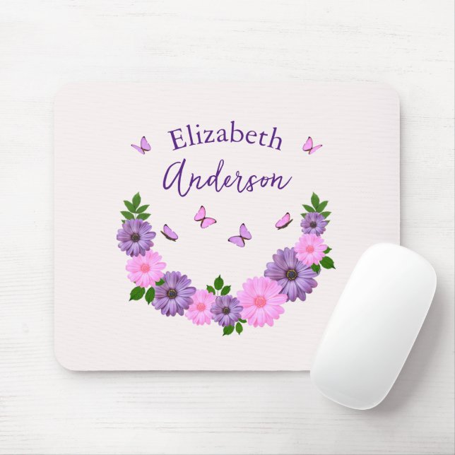 Schmetterlinge rosa und Lila Mousepad (Mit Mouse)