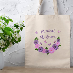 Schmetterlinge rosa und Lila Tragetasche