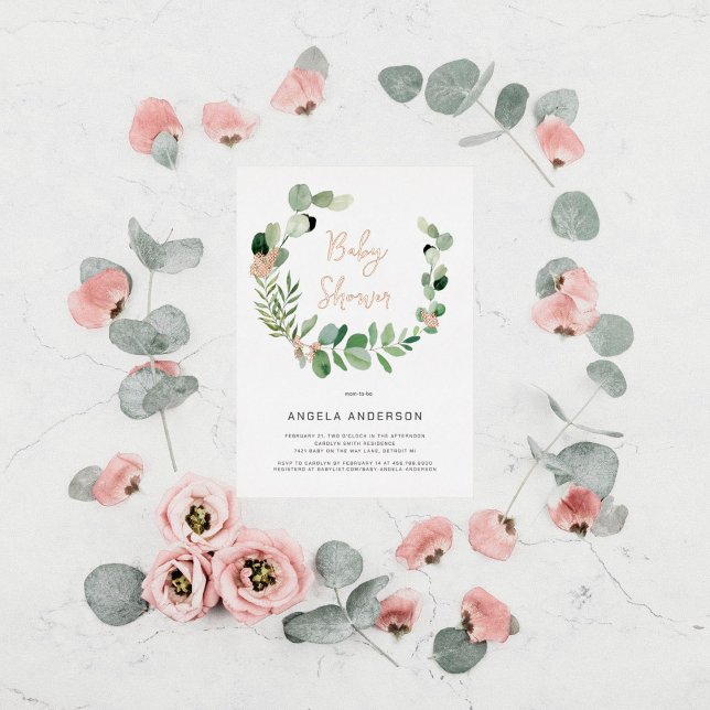 Schmetterlinge rund um Baby Dusche Rose Godl Folieneinladung (Von Creator hochgeladen)