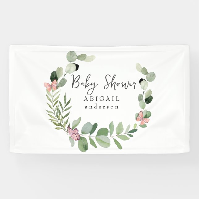 Schmetterlinge rund um das Baby-Duschbanner Banner (Horizontal)