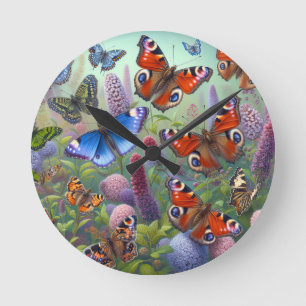 Schmetterlinge Runde Wanduhr