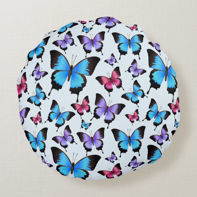 Schmetterlinge Rundes Kissen (Rückseite)