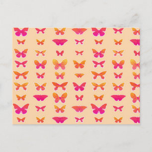 Schmetterlinge, sanft orange, korallenrosa, gold postkarte