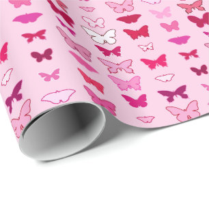 Schmetterlinge, Schattierungen von Rosa und Fuchsi Geschenkpapier