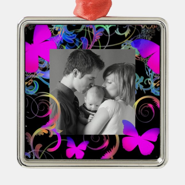 Schmetterlinge Silbernes Ornament (Vorne)