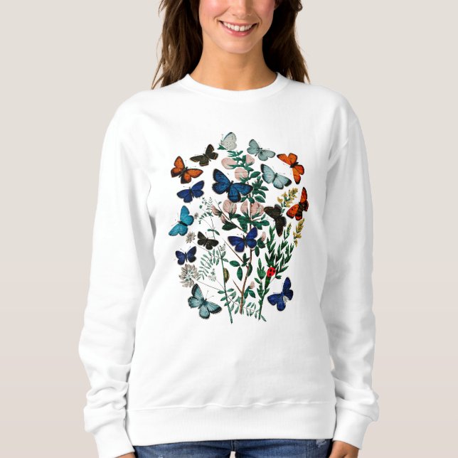 Schmetterlinge, skurrile, Natur, Geschenk für sie, Sweatshirt (Vorderseite)