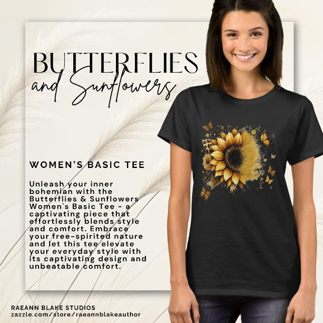 Schmetterlinge & Sonnenblumen Damen Basic T-Shirt (Von Creator hochgeladen)