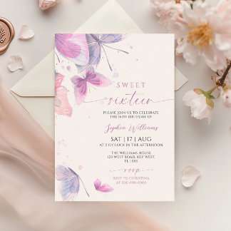 Schmetterlinge Süße 16 Geburtstagsfeier Einladung