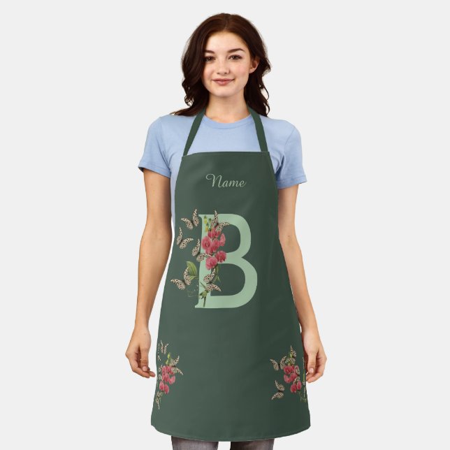 Schmetterlinge Süße Erbse Monogramm Initial B Ihr  Schürze (Getragen)